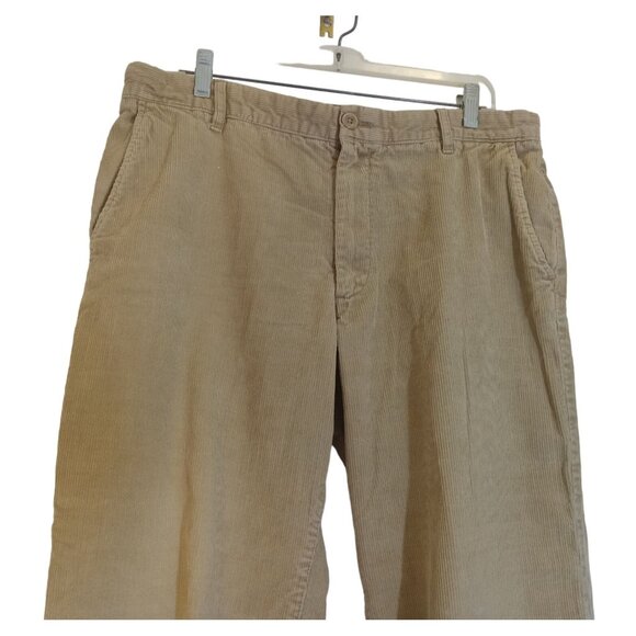 IZOD Corduroy Pants RN36543 Mens Size 36/30 Beige Flat Front Straight Leg - Picture 5 of 6